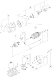 Electromotor (12V, 2,7kW, number of teeth 10 pcs) compatibil: URSUS 3514, 360 3P; AHLMANN AL7, AL7C, AL7D, AL7G; ATLAS 60; BUHRER 13; CATERPILLAR T30, T30B, T40, T40B, T45B, T50, T50B, T60, T60B, V30, V60