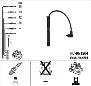 Set cabluri bujii compatibil: NISSAN KUBISTAR; RENAULT CLIO II, CLIO II/HATCHBACK, TWINGO I 1.2 05.96-