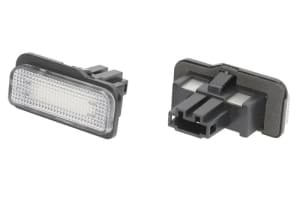 Corp iluminare numar inmatriculare LED, ligght colour: white; set, 12V,, with Aprobate pentru uz public compatibil: MERCEDES C (W203), C T-MODEL (S203), CLS (C219), E (W211), E T-MODEL (S211), SLK (R171) 05.00-02.11