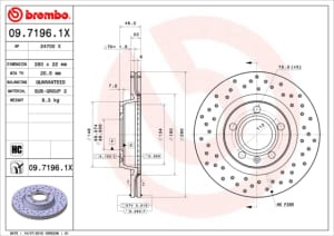 Disc de frana, BREMBO Xtra, 1pcs, Perforat, fata ; Stanga/Dreapta, outer diameter 280 mm, thickness 22 mm, compatibil: AUDI A4 B5, A4 B6, A4 B7, A8 D2; SEAT EXEO, EXEO ST; VW PASSAT B3/B4 1.6-6.0 02.88-05.13