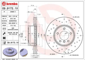 Disc de frana, BREMBO Xtra, Perforat, fata ; Stanga/Dreapta, outer diameter 324 mm, thickness 30 mm, compatibil: BMW 5 (E60), 5 (E61), 6 (E63), 6 (E64) 2.0-4.4 12.01-12.10