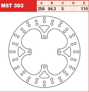 Disc frână fix față, 260/125,3x5mm 5x140mm, diametru gaură de centrare 6,5mm, spacing 0 compatibil: APRILIA SR 125/125 (Max 4T)/125IE/200/250/250 (Evolution)/250ie/250SP/300/300 (Max)/300ie/300IE (Ev