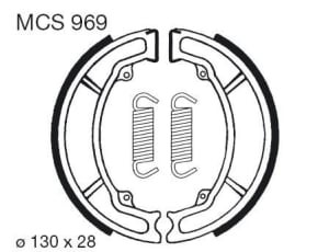 Saboți frână față/spate 130x28mm cu arcuri compatibil: HYOSUNG KR; KAWASAKI AE, AR, KAZER, KC, KE, KLF, KLX, KMX, LT; SUZUKI A, AP, DR-Z, FR, GP, GT; YAMAHA XC 50-250 1975-2010