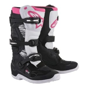 Cizme Moto off-road de piele STELLA TECH 3 ALPINESTARS MX culoare black/pink/white, mărime 7