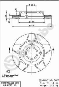 Disc de frana, BREMBO Max, 1pcs, Cut, fata ; Stanga/Dreapta, outer diameter 240 mm, thickness 20 mm, compatibil: FORD COURIER, ESCORT CLASSIC, ESCORT V, ESCORT V EXPRESS, ESCORT VI 1.0-1.8D 01.89-11.08