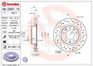 Disc de frana, BREMBO Xtra, 1pcs, Perforat, fata, outer diameter 266 mm, thickness 22 mm, compatibil: PEUGEOT 308 II, 308 II/KOMBI, 308/HATCHBACK 1.2-2.0D 09.13-06.21