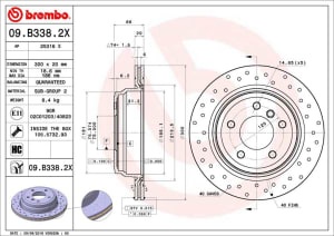 Disc de frana, BREMBO Xtra, 1pcs, Perforat, spate ; Stanga/Dreapta, outer diameter 300 mm, thickness 20 mm, compatibil: BMW 1 (E81), 1 (E87), 3 (E90), 3 (E91), 3 (E92), 3 (E93), X1 (E84) 1.6-3.0D 12.04-06.15