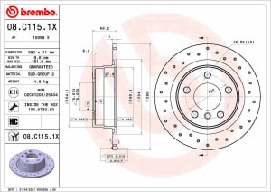 Disc de frana, BREMBO Xtra, 1pcs, Perforat ; Stanga/Dreapta, outer diameter 290 mm, thickness 11 mm, compatibil: BMW 1 (F20), 1 (F21), 2 (F22, F87), 2 (F23) 1.5-2.0D 07.11-06.21