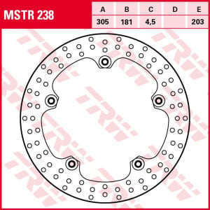 Disc frână fix față, 305/181x4,5mm 5x203mm, diametru gaură de centrare 8,4mm, spacing 0 (contains rivets)