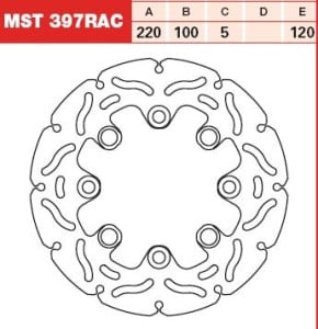 Disc frână fix spate, 220/100x5mm 4x120mm, diametru gaură de centrare 10,5mm, spacing 0 (contains ABS sensor) compatibil: KAWASAKI ER-6F, ER-6N, KLE 650 (Versys ABS)/650 ABS 2006-2011