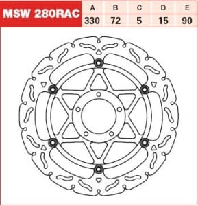 Disc frână flotant față, 330/72x5mm 5x90mm, diametru gaură de centrare 8,5mm, spacing 15 compatibil: DUCATI 1098 1098R/1198R Corse/1198S/1198SP/1199/1199 (Trico.)/1199R/1199S/1199S (Trico.)/1199S ABS/