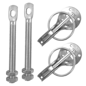 Hood pins, silver, pin-type, aluminium