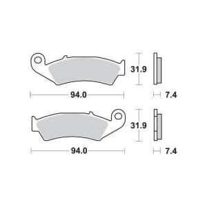 Plăcuțe frână față, utilizare: off-road racing, material: sinter-RSI, 31,9x94x7,4mm compatibil: HONDA ATC, CR, CRE, CRM, TRX, XL, XR; KAWASAKI KX 75-650 1986-2008