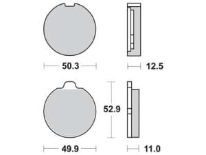 Plăcuțe frână față, utilizare: offroad/route/scooters, material: organic, 52,9x50,3x12,5mm compatibil: SUZUKI GS 400/750/850 1977-1979