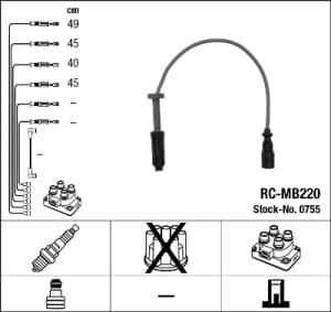 Set cabluri bujii compatibil: MERCEDES C T-MODEL (S202), C (W202), E T-MODEL (S124) 1.8/2.0/2.2 06.93-03.01