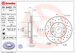 Disc de frana, BREMBO Xtra, 1pcs, Perforat, fata, outer diameter 269 mm, thickness 22,5 mm, compatibil: DACIA DUSTER, DUSTER/SUV; NISSAN TERRANO; RENAULT DUSTER, KAPTUR, MEGANE IV 1.0-2.0 04.10-