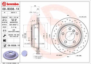 Disc de frana, BREMBO Xtra, 1pcs, Perforat, spate ; Stanga/Dreapta, outer diameter 300 mm, thickness 20 mm, compatibil: BMW 3 (E91), 3 (F30, F80), 3 (F31), 3 GRAN TURISMO (F34), 4 (F32, F82) 1.5-2.0H 06.05-