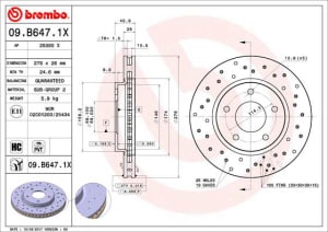 Disc de frana, BREMBO Xtra, Perforat, fata ; Stanga/Dreapta, outer diameter 276 mm, thickness 26 mm, compatibil: MITSUBISHI LANCER VIII 1.5-2.0D 01.08-