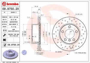 Disc de frana Xtra, 1pcs, Perforat, fata ; Stanga/Dreapta, outer diameter 284 mm, thickness 22 mm, compatibil: BMW 1 (F20), 1 (F21), 2 (F22, F87), 2 (F23) 1.5-2.0D 07.11-06.21