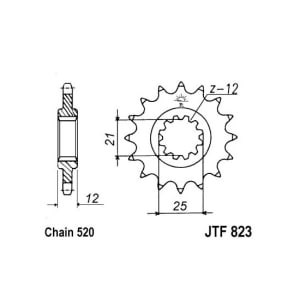 Pinion față oțel, tip lanț: 520, număr dinți: 12, compatibil: HUSABERG FC, FE, FS; HUSQVARNA AUTO, CR, TC, TE, WR 125-650 1981-2008