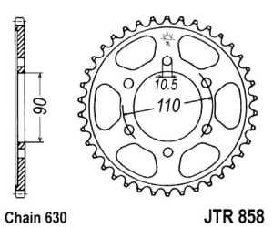 Pinion spate oțel, tip lanț: 630, număr dinți: 35, compatibil: YAMAHA XV 1000 1981-1984