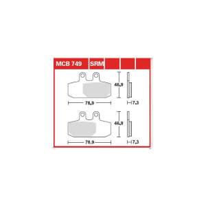 Plăcuțe frână față/spate, utilizare: offroad/route/scooters, material: organic, 46,9x78,9x7,3mm compatibil: APRILIA ATLANTIC 500 2001-2004