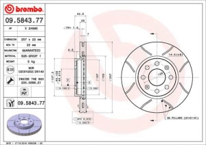 Disc de frana, BREMBO Max, 1pcs, Cut, fata ; Stanga/Dreapta, outer diameter 257 mm, thickness 22 mm, compatibil: FIAT GRANDE PUNTO, PUNTO, PUNTO EVO, PUNTO EVO/HATCHBACK, PUNTO/HATCHBACK 0.9-1.9D 10.03-