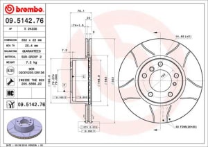 Disc de frana, BREMBO Max, 1pcs, Cut, fata ; Stanga/Dreapta, outer diameter 302 mm, thickness 22 mm, compatibil: BMW 5 (E34), 7 (E32) 2.0-3.4 03.85-07.96