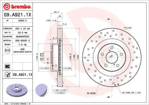 Disc de frana, BREMBO Xtra, Perforat, fata ; Stanga/Dreapta, outer diameter 293 mm, thickness 24 mm, compatibil: SUBARU BRZ, FORESTER, IMPREZA, LEGACY III, LEGACY IV, LEGACY V, OUTBACK, XV 1.6-3.0 03.94-