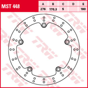 Disc frână fix spate, 276/170,3x5mm 5x190mm, diametru gaură de centrare 10,5mm, spacing 0 compatibil: HONDA VFR 1200F/1200F ABS/1200F DCT V4/1200F V4/1200X (Crosstourer SE)/1200X (Crosstourer) 2010-201