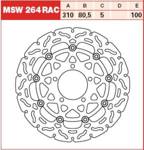 Disc frână flotant față, 310/80,5x5mm 5x100mm, diametru gaură de centrare 10,3mm, spacing 0 compatibil: KAWASAKI GTR 1000 (Ninja)/1000 ABS (Ninja)/1000R ABS/1400/1400 (ABS)/1400 (Grand Tourer)/1400A/1