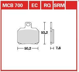 Plăcuțe frână spate, utilizare: racing/route, material: sinter-SH, 54,5x49,23x7,8mm compatibil: APRILIA ETV, RS, RSV, SL, TUONO; BENELLI TNT, TORNADO, TREK; BOMBARDIER TRAXTER 50-1299 1997-2020