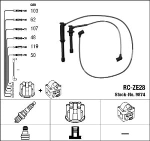 Set cabluri bujii compatibil: FORD USA PROBE II; MAZDA 626 IV, MX-3, MX-6, XEDOS 6, XEDOS 9 1.8-2.5 01.92-07.00