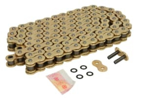 Lanț transmisie 525 ZVMX hiper-ranforsat, număr zale: 100, etanșare: X-RING, auriu, tip prindere: rivet point