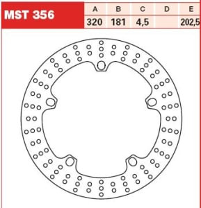 Disc frână fix față, 320/181x4,5mm 5x202,5mm, diametru gaură de centrare 16,5mm, spacing 0 (required kit for conversion MST%FK) compatibil: BMW F 1200RT/800R/800R ABS/800S/800S ABS/800ST/800ST ABS 20