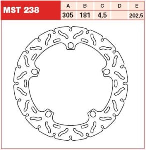 Disc frână fix față, 305/181x4,5mm 5x202,5mm, diametru gaură de centrare 16,5mm, spacing 0 (required kit for conversion MST%FK) compatibil: BMW K 1100S/1200GS/1200GS (Adventure)/1200GS LC/1200GS LC (