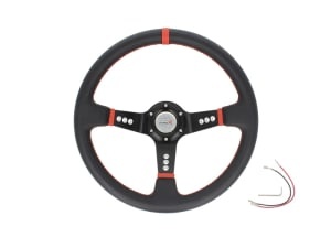 Volan sport ProRacing 5125 Nine Holes. Średnica: 35 cm, Odsadzenie: 8cm, materiał: aluminium i skóra ekologiczna. Volan sport sportowa wykonana z wysokiej jakości materiałów.