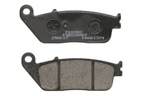 Plăcuțe de frână spate, utilizare: road-small motorcycle/scooters, material: eco friction-EF, 102x102x10,5mm compatibil: KYMCO XCITING 399 201401-