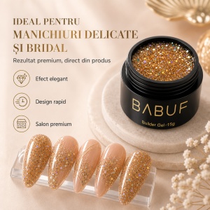 Gel de Constructie Reflectiv Autonivelant | Golden Glitter | GBG4 | 15g - Img 5