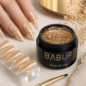 Gel de Constructie Reflectiv Autonivelant | Golden Glitter | GBG4 | 50g - Img 3