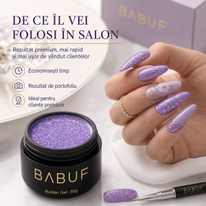 Gel de Constructie Reflectiv Autonivelant | Lavender Glitter | GBG2 | 50g - Img 7
