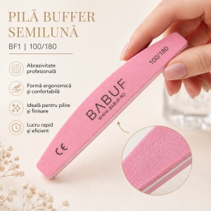 Pila Buffer de Unghii | Semilună | BF1 | Abrazivitate 100/180 - Img 2