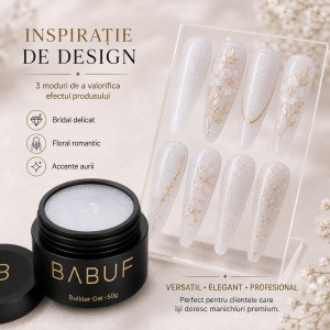 Gel de Constructie Autonivelant | Alb Laptos Glitter | BGG1 | 50g - Img 6