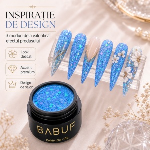 Gel de Constructie Reflectiv Autonivelant | Aqua Glitter | GBG3 | 15g - Img 6