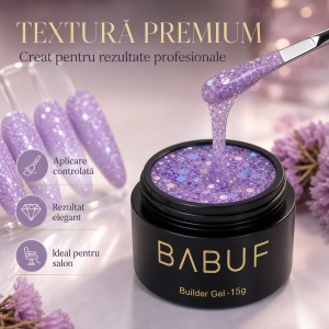 Gel de Constructie Reflectiv Autonivelant | Lavender Glitter | GBG2 | 15g - Img 4