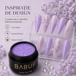 Gel de Constructie Reflectiv Autonivelant | Lavender Glitter | GBG2 | 30g - Img 6