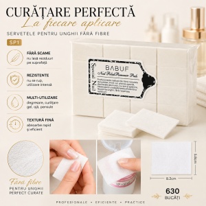 Servetele Unghii pentru degresare albe | fara fibre | SP1 | Set 630 bucati - Img 2