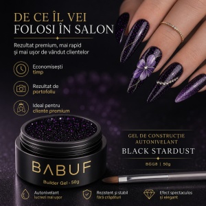 Gel de Constructie Autonivelant | Black Stardust | BGG8 | 50g - Img 7