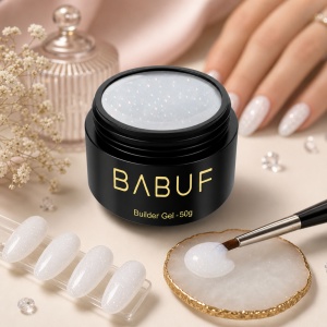 Gel de Constructie Autonivelant | Milky Glitter Glow | BGG9 | 50g - Img 3