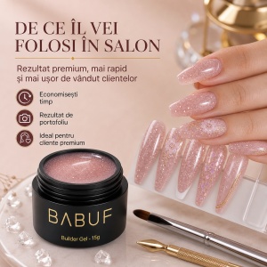 Gel de Constructie Autonivelant | Nude Sparkle | BGG2 | 15g - Img 7